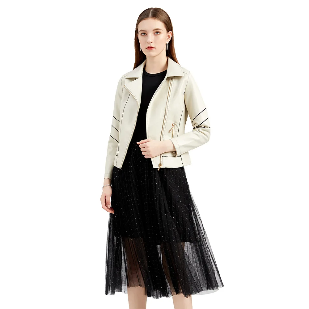 

2021 Fashion New Women Leather Jacket Women Thin PU Short Jacket Spring and Autumn Jacket Motorcycle Jacket Women New Style