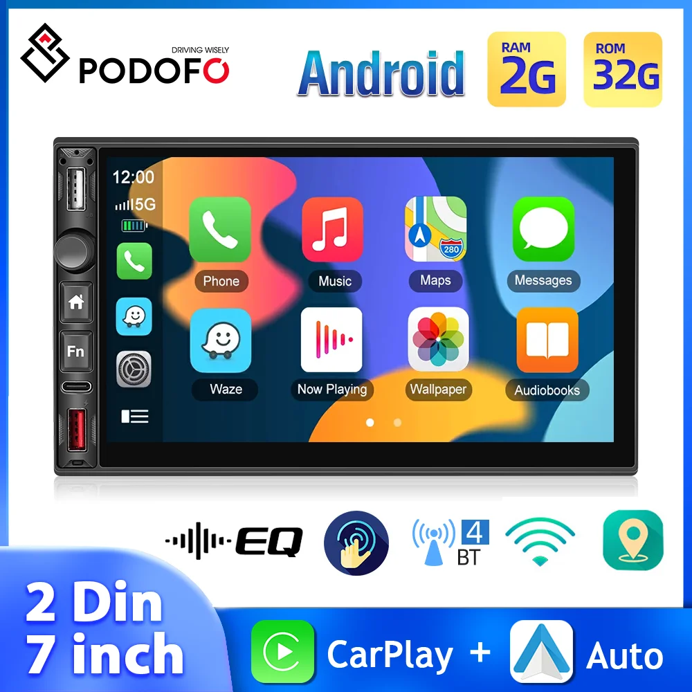 

Автомагнитола Podofo, 7 дюймов, 2 + 32 ГБ, 2DIN
