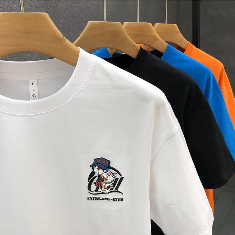 Summer Men's Cotton T-shirt Japan Men's Cool Cartoon Short Sleeve Tops High Quality White T Shirt O-neck Tee Shirt Men Clothing
