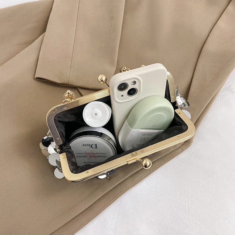 Серебряный клатч с блестками вечерняя сумка для женщин роскошная металлической