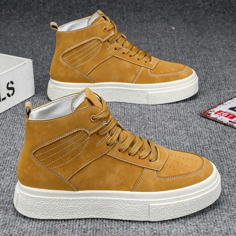 

Men's Autumn Black Trend British Style High-Top Leather Boots Men's 2023 New Outdoor Motorcycle Worker Boot