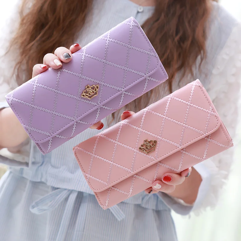

Women Wallet Lady Clutch Leather Plaid Hasp Female Wallets Long Length Card Holder Phone Bag Money Coin Pocket Ladies Purses