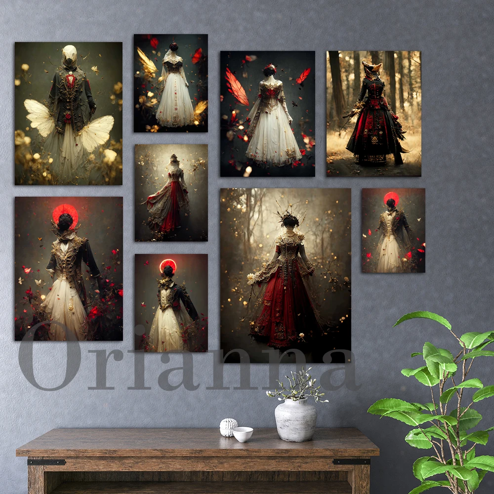 

Victorian Era Gothic Ladies Gentlemen Poster, Fantasy Art Print,Surreal Art, Fantasy Poster Home Wall Decor Living Room Cuadros