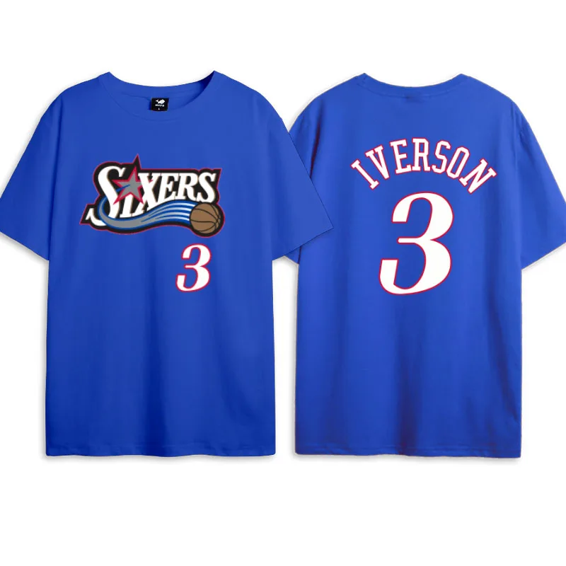 xiaomi 2022 new short sleeve T-shirt Allen Iverson No. 3 same cotton basketball 76ers classic round neck summer half sleeve