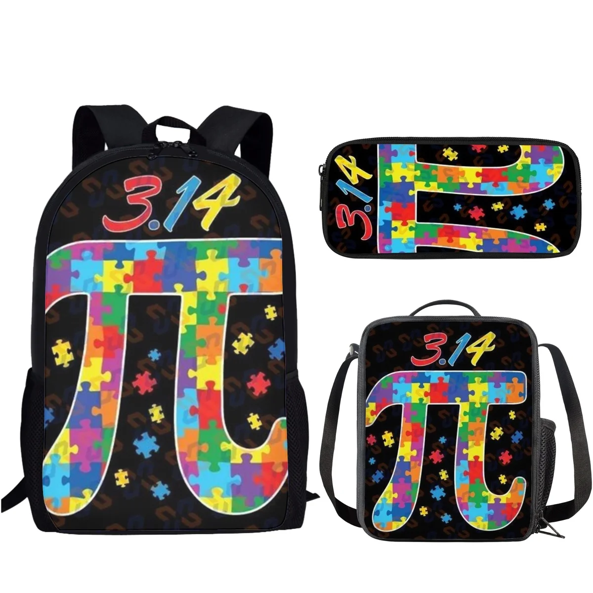 

Set of 3 Backpack For Girls Kids Magic Square Mathematical Geometry Print Large Capacity Student's Schoolbag Mochila Infantil