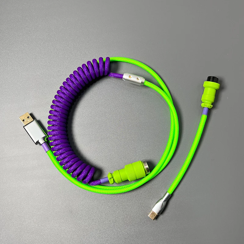 

New Colorway Customized Keyboard Cable Keycap Aviation Plug Data Cable Type-C USB Connector Spring Wire Computer Cord