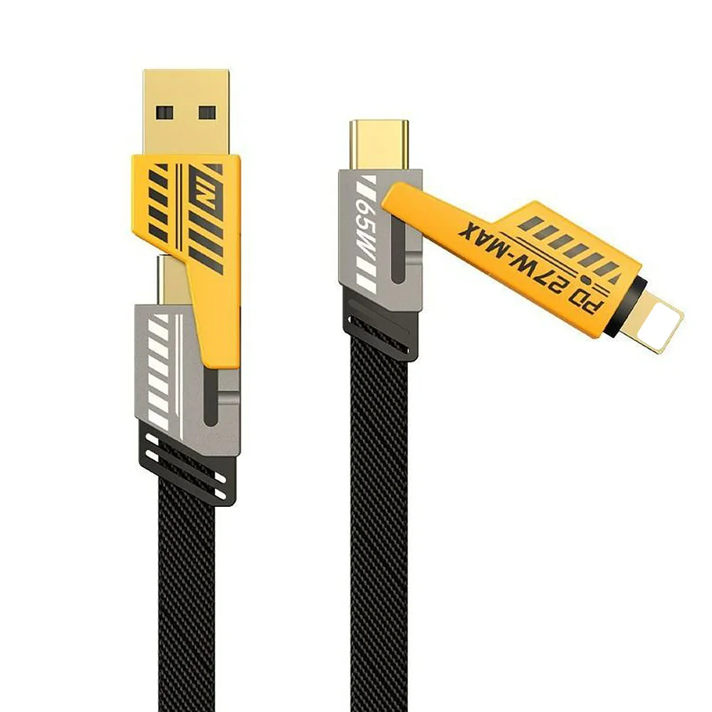 

1 м 2 м 4 в 1 PD 65 Вт 27 Вт Цинковый сплав USB-C Тип C Плетеный зарядный кабель Многофункциональный USB-кабель для быстрой зарядки данных телефона 4 в 1