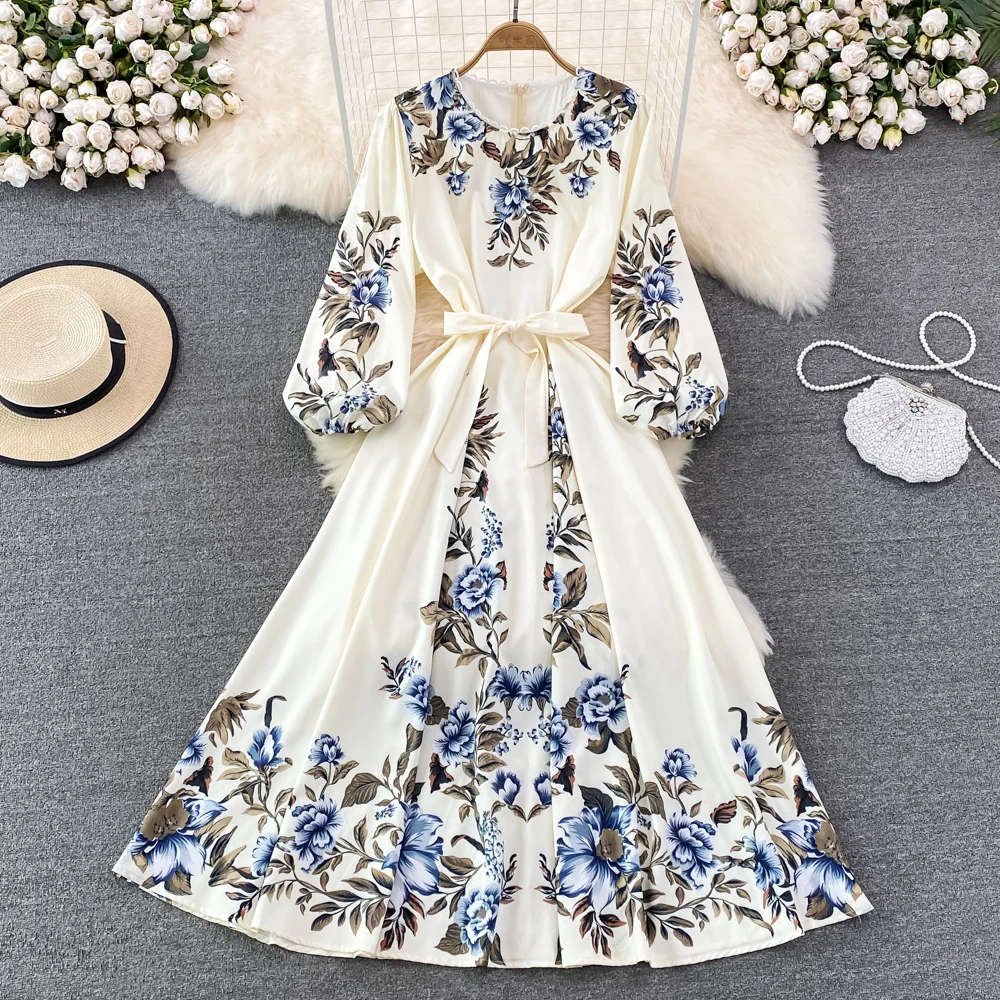 

New Women Elegant Summer Autumn Casual Maxi Party Dress Fashion Loose Vintage A-Line Midi Beach Boho Vestidos Femme Clothes Robe