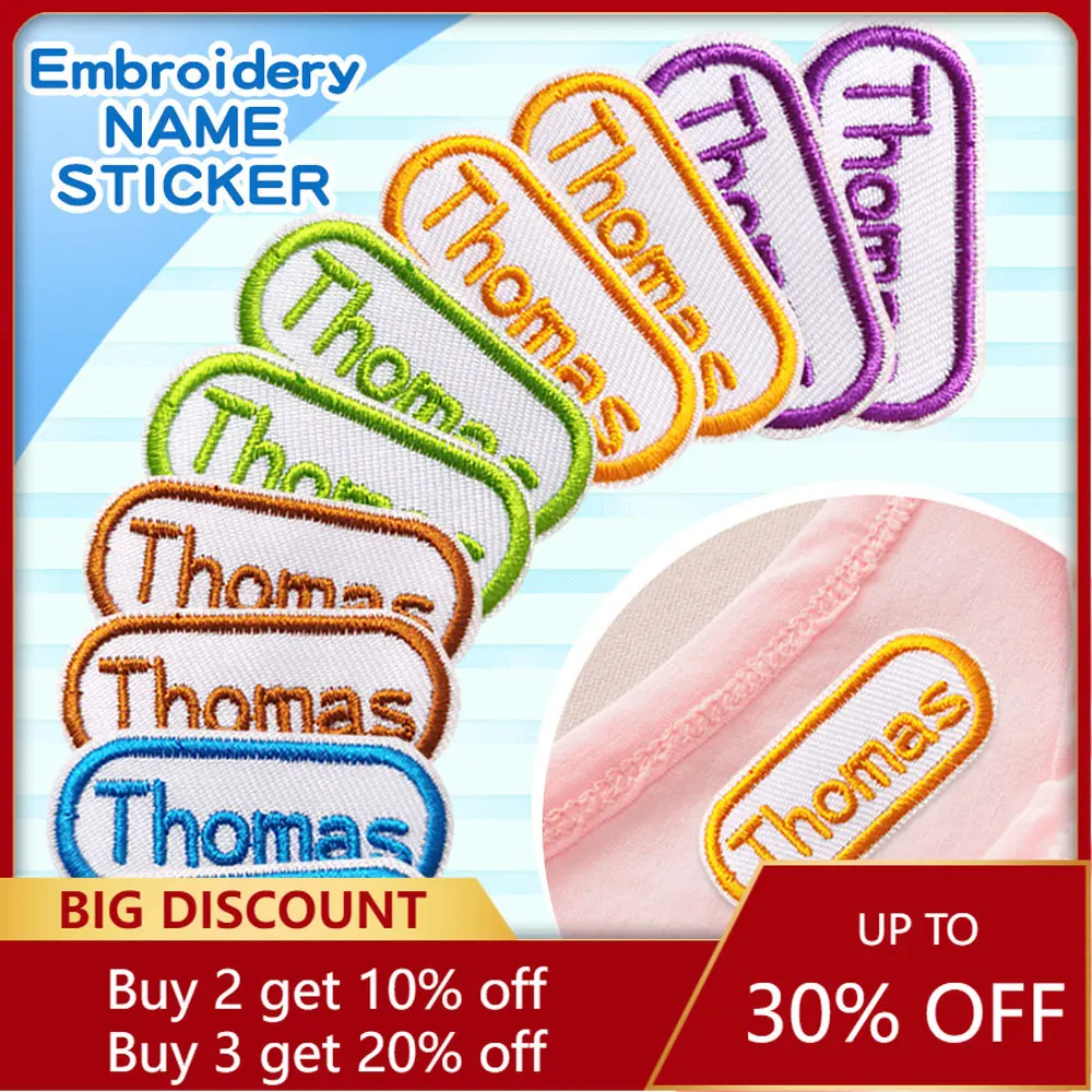 Стикеры с вышивкой и именем, стирающиеся наклейки для одежды, наклейки с помощью утюга, персонализированные тканевые наклейки для шитья одежды, термотрансферные этикетки