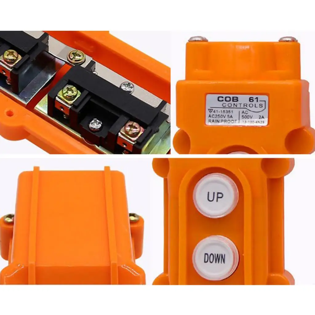 

1pc COB63 Hoist Push Button Switch Rainproof 6 Ways AC 200 500V Orange