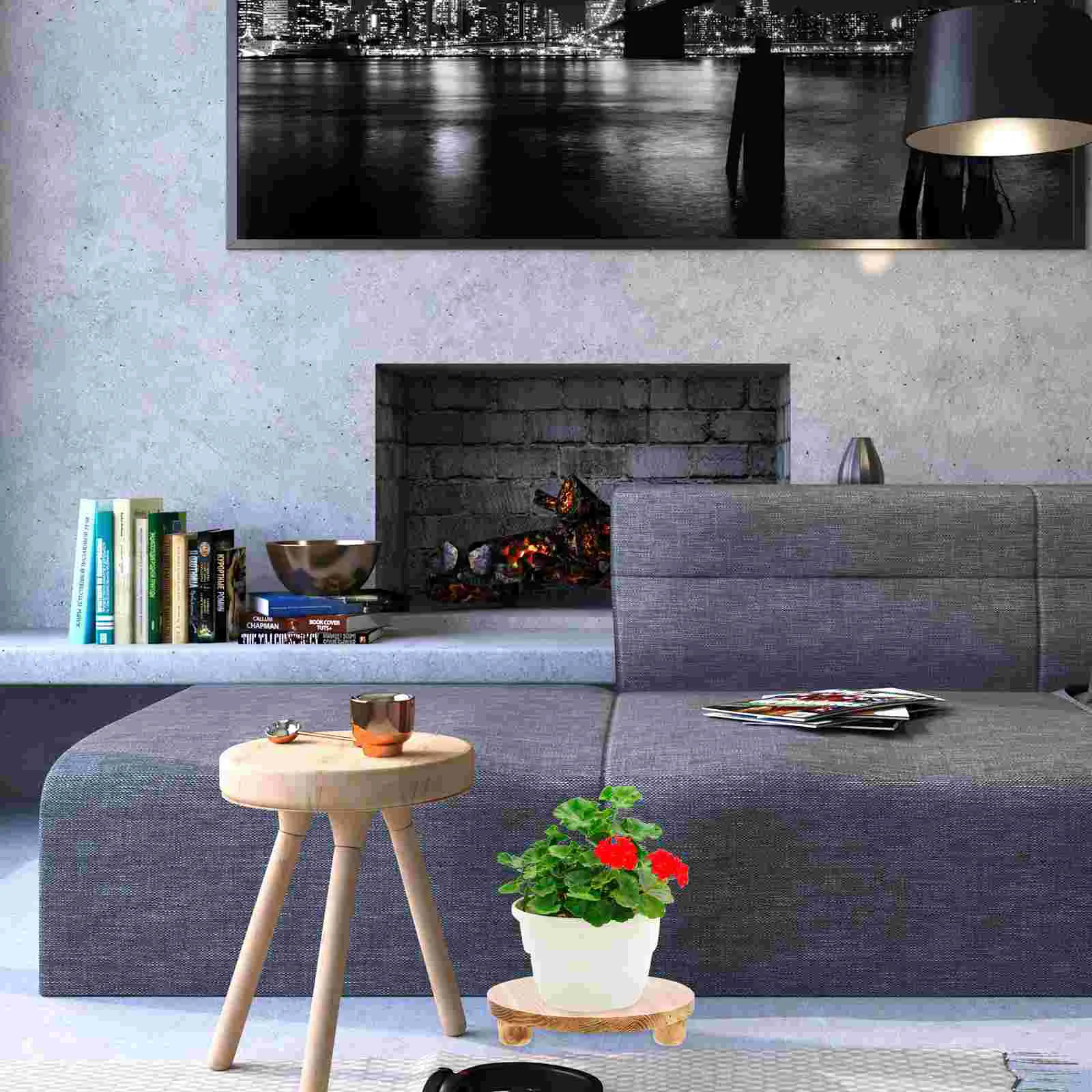 

2 Pcs Flower Pot Balcony Planter Stand Wooden Display Pedestal Rustic Base Flowerpot Holder Vase