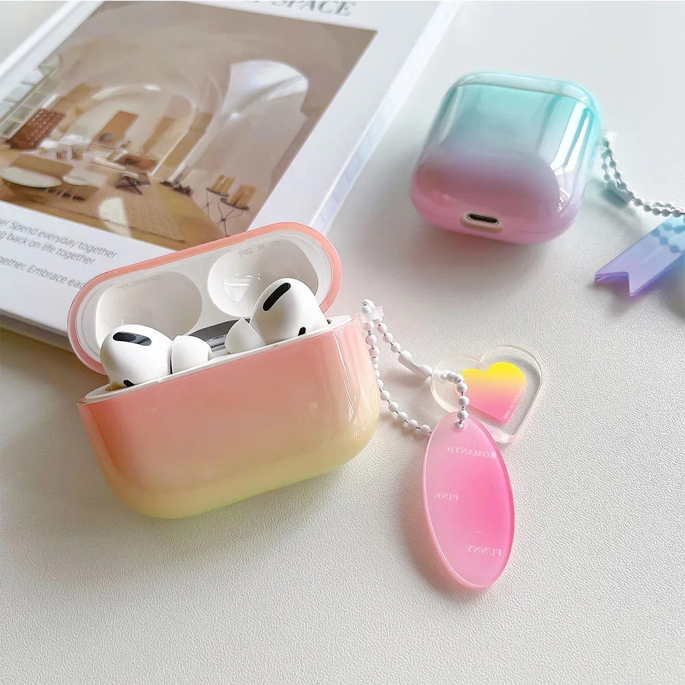 Модный Блестящий чехол для наушников AirPods Pro 3 с радужным переходом цвета защитный
