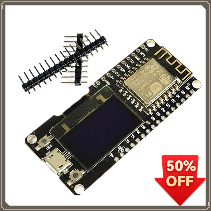 Фото Плата для разработки Wi-Fi ESP8266 NodeMCU с OLED-дисплеем 0,96 дюйма 128x64 SSD1306 I2C CH340G ESP-12E, модуль IoT для Arduino №1
