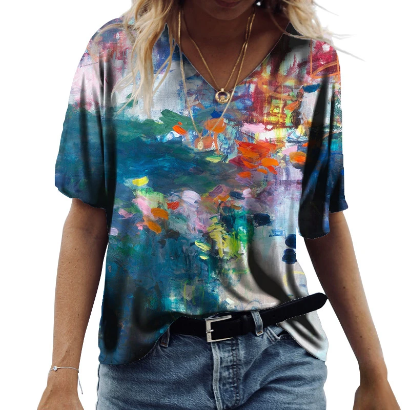 

Nieuwe Korte Mouw Top Voor Dames Nieuwe Zomer T-shirt Casual Bloemenprint Losse Vrouwelijke Trui Tops Straat Trui Tee Femme 2022
