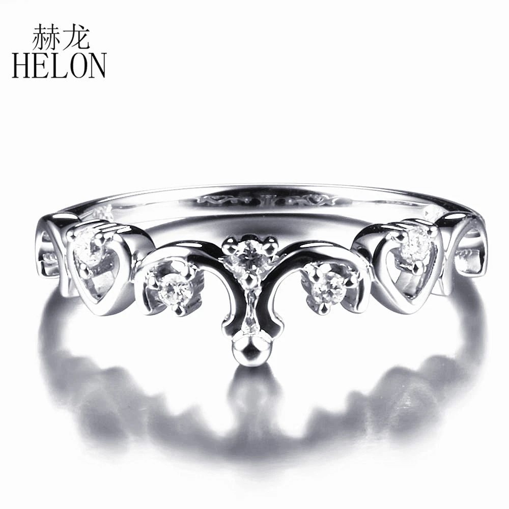 

HELON Sterling Silver 925 White Gold Color Moissanite Ring Lab Grown Moissanite Diamond Engagement Ring For Women Jewelry Gift
