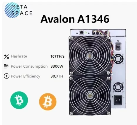 Avalon 04W BTC Miner Asic A1346 110/s 107T 3300T Bitcoin Better than A1246 A1166 pro