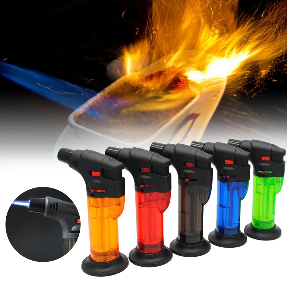 

Windproof Refillable Lighter Butane Inflatable Torch Fuel Jet Blue Flame Lighters For Cigar Outdoor BBQ Accessories