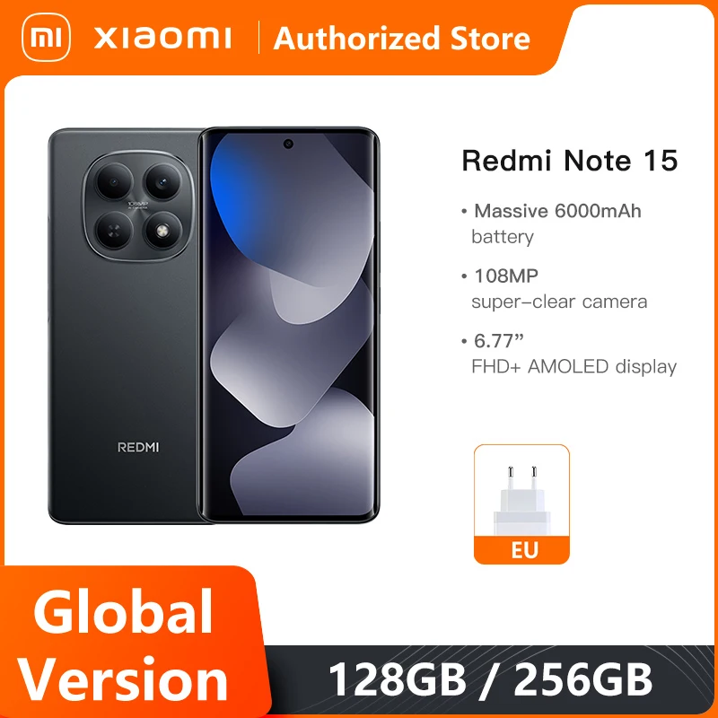 Фото Смартфон Xiaomi Redmi Note 15 Global Version с процессором MTK Helio G100-Ultra, 6.77-дюймовым AMOLED-дисплеем, камерой 108 МП и батареей 6000 мАч №1