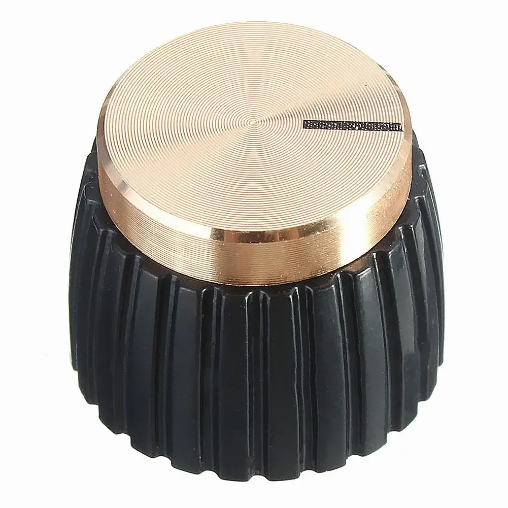 

10x Guitar AMP Amplifier Knobs Push-on Black+Gold Cap for Amplifier