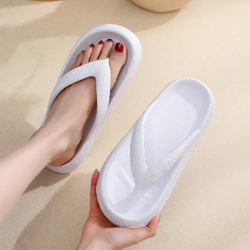 Summer Thong Flip Flops Slippers Outdoor Beach Sandals  EVA Casual Flat Platform Comfy Shoes Women Couple Thick Soled 4cm