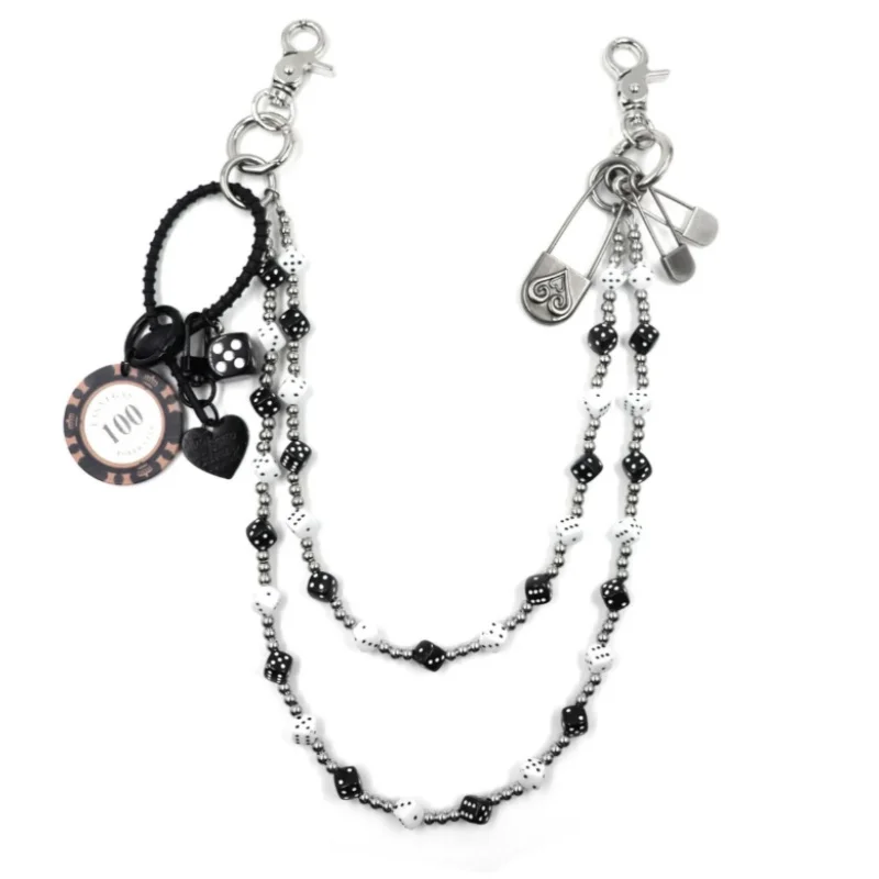 Цепочка для брюк с жемчугом цепочка на талию двухслойная черно-белой сумки
