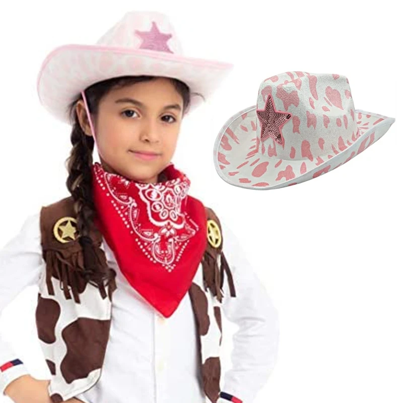 Cowgirl Party Hat Pink Cow Print Cowboy Hat Western Funny Cowboy Cosplay Party
