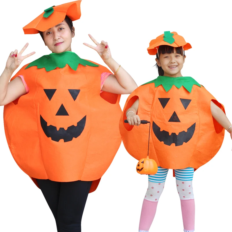 

Взрослые дети оранжевая тыква плащ с шляпой Косплей искусственные костюмы Карнавал Пурим парад ролевые игры искусственное платье