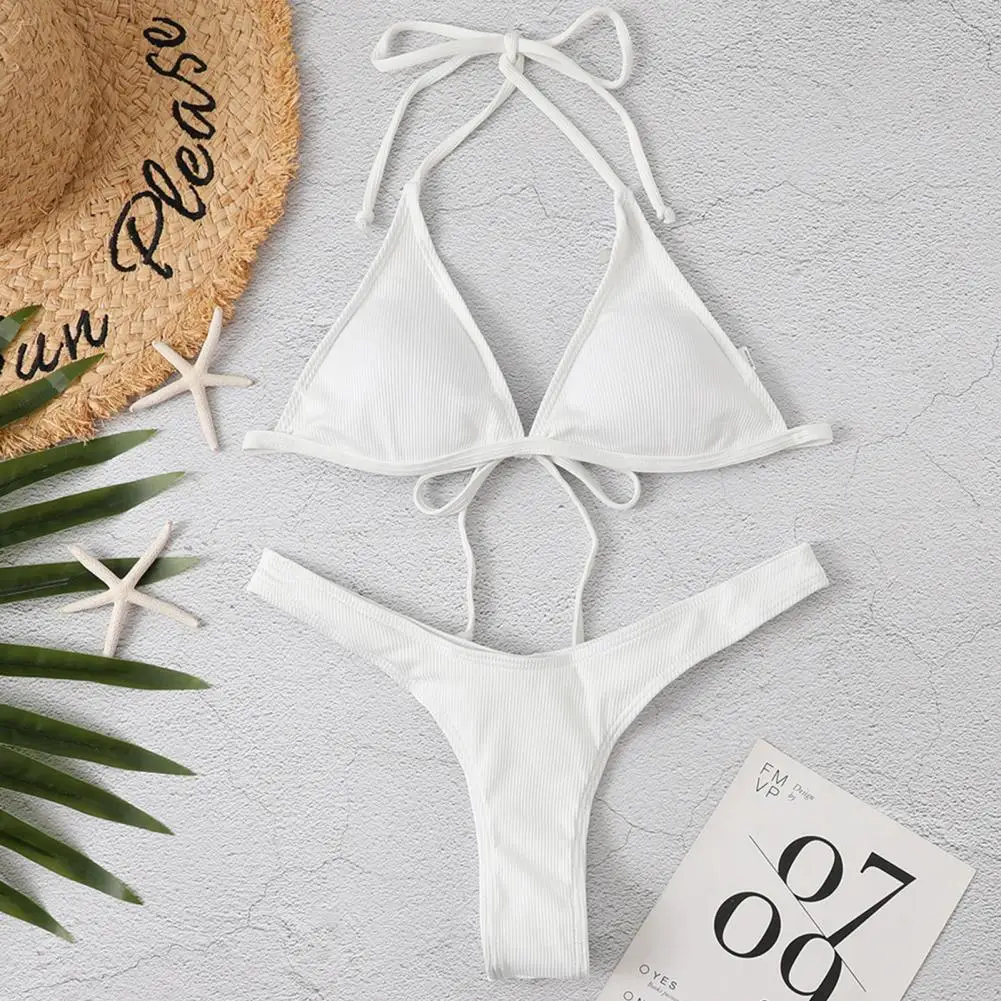 

2 шт./компл. Шикарный купальник бикини простая одежда для плавания Простроченный купальник бикини