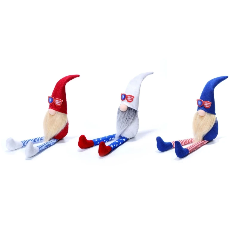 

American Independence Day Gnome Long Leg Tip Hat Sunglasses Gnomes for 4th of July President Election Decoration Household Tray