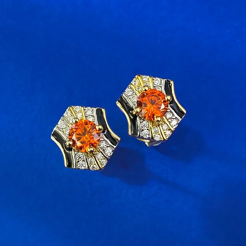 Фото Серьги Xiaohongshu из серебра 925 пробы с позолотой 50, розовые, антикварные, оранжевые, Fanta, простые, модные и универсальные №4