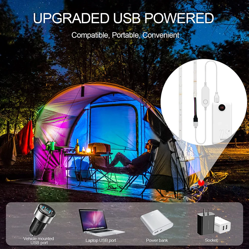 USB LED Strip Lights 5050 Bluetooth Control DC 5V RGB Tape Ribbon Flexible Lamp For Festival Room Party TV BackLight Decoration |