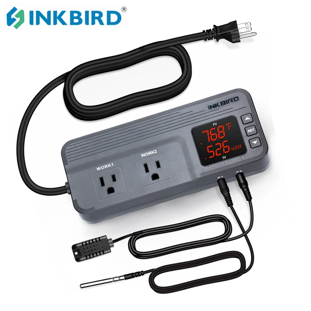 Inkbird ITC-608T 15A 1800W Digital Indoor Smart Temperature And Humidity Sensor Home with 12 Period Time Stage Dual Stage Outlet