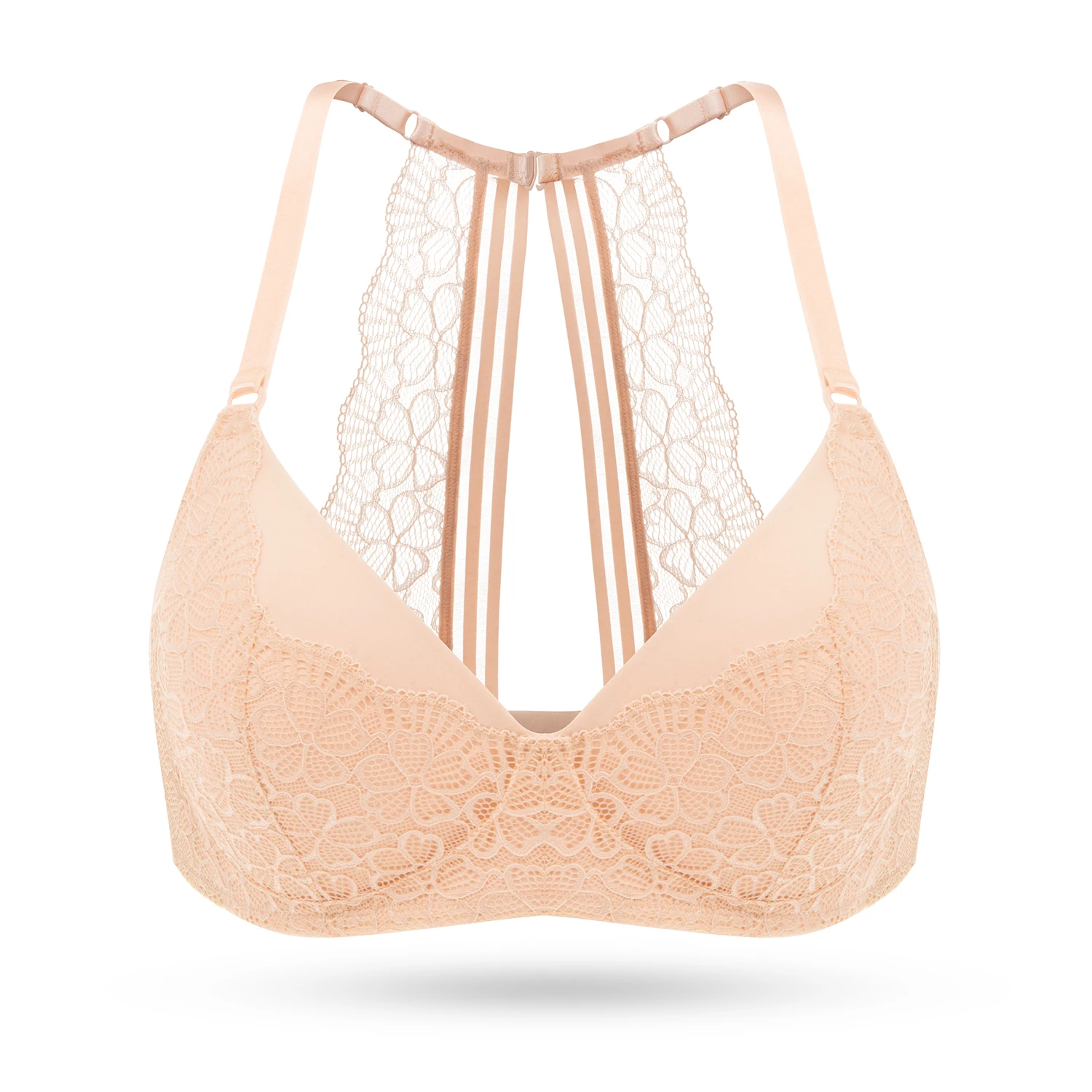 WingsLove Women's Lace Beauty Back Wirefree Padded Bra Sexy Comfortable Bra Bralette Lingerie Plus Size