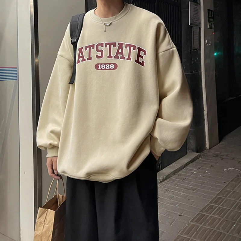 

Harajuku Sweatshirts Men 2022 New Fashion Letter Long Sleeve Women Hoodie Male Casual O-Neck Oversized Pullovers