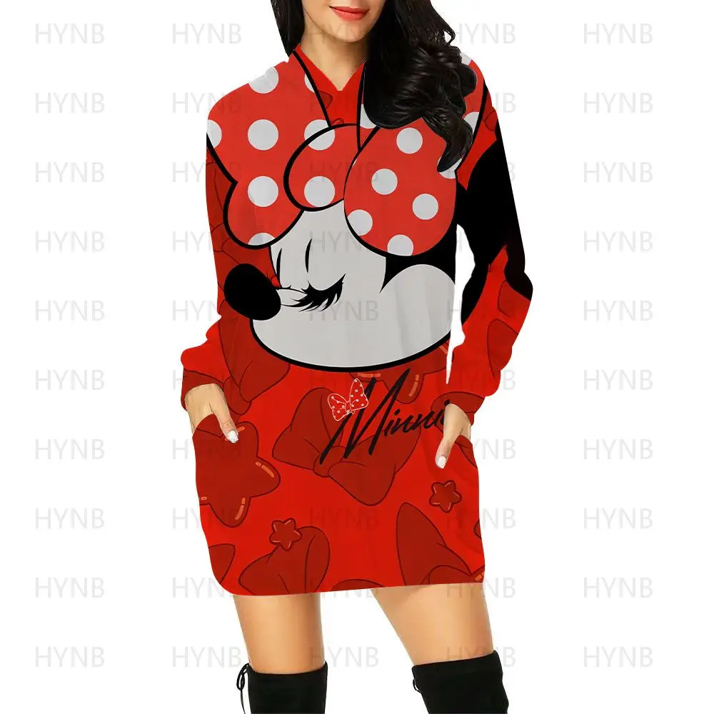 Sweater Dress Y2k Mini Hoodie Dresses for Women 2022 Minnie Mouse Woman Clothes Long Sleeves Chic Evening Mickey Disney Sexy 5XL