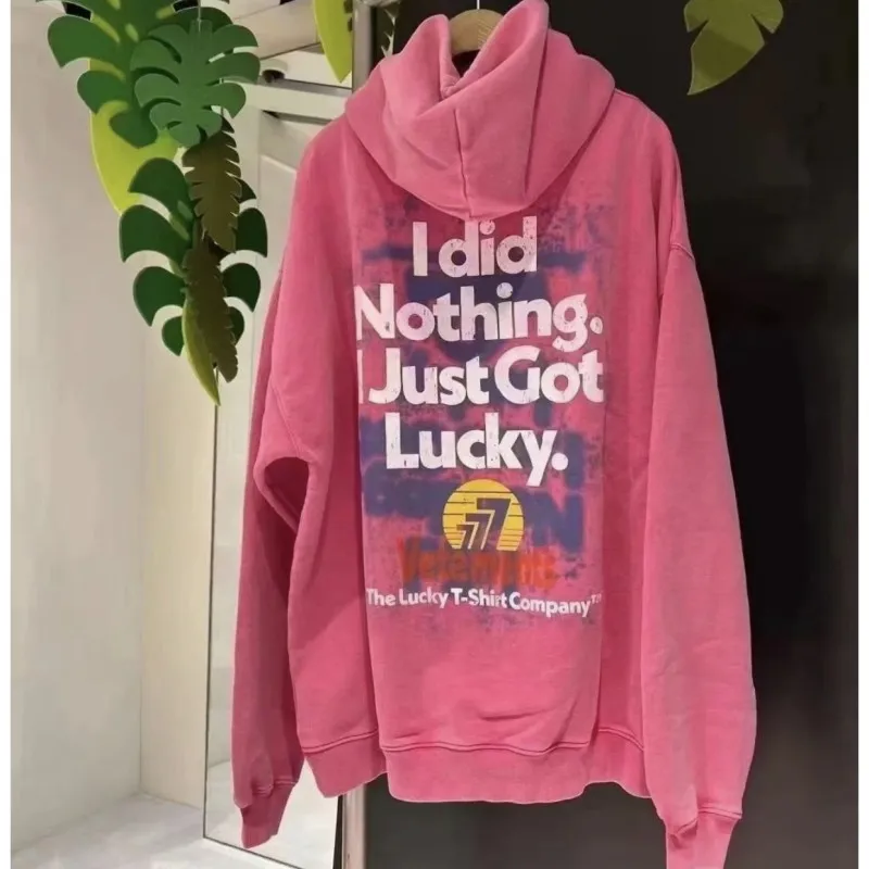 

23ss VETEMENTS Hoodies Graffiti Speckle Letter Print Embroidery Pink Hoode Sweatshirts VTM for Men Women