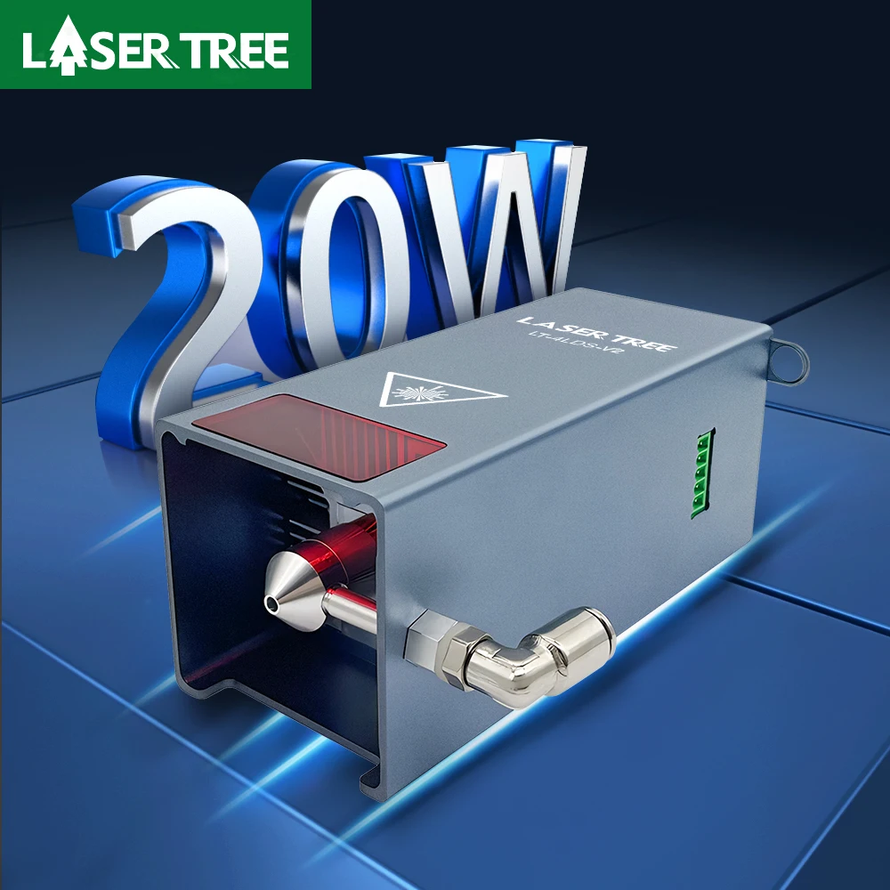 LASER TREE 20W Optical Power Laser Head with Air Assist 4-Beam Compressed Diode PWM TTL Module for CNC Engraving Cutting Machine