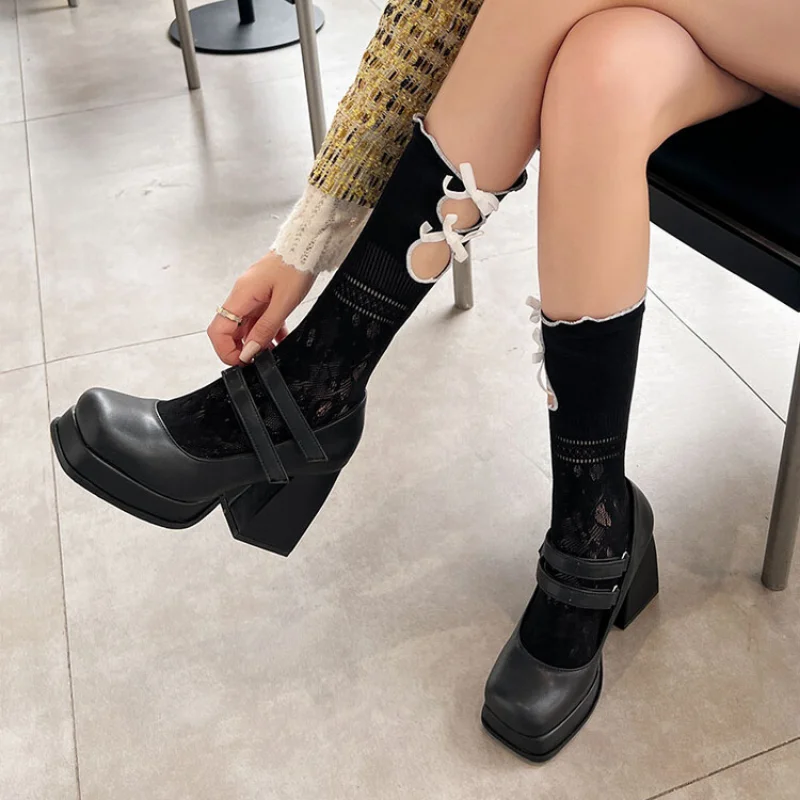 

Женские туфли-лодочки абрикосового цвета, на толстом каблуке 22-2023 см