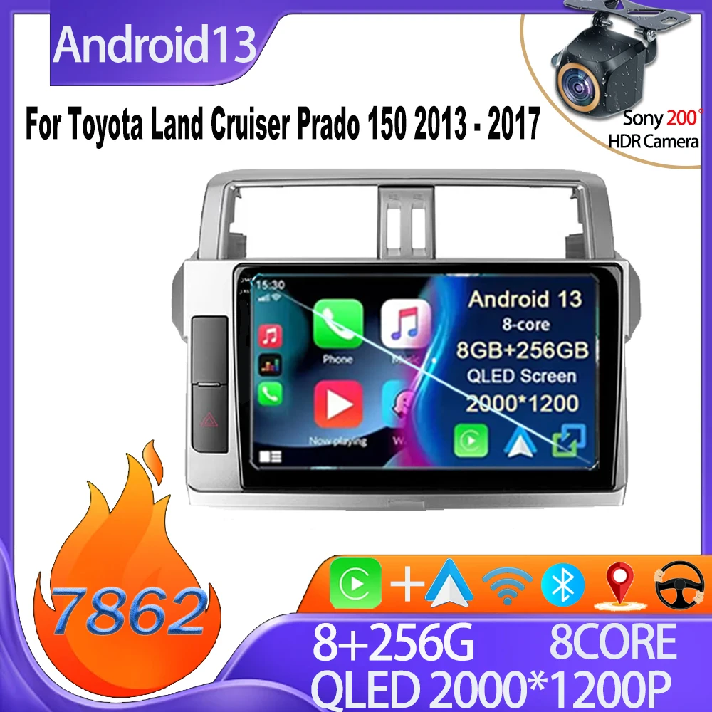 Для Toyota Land Cruiser Prado 150 2013-2017 Android автомобильный радиоприемник HDR QLED экран задняя