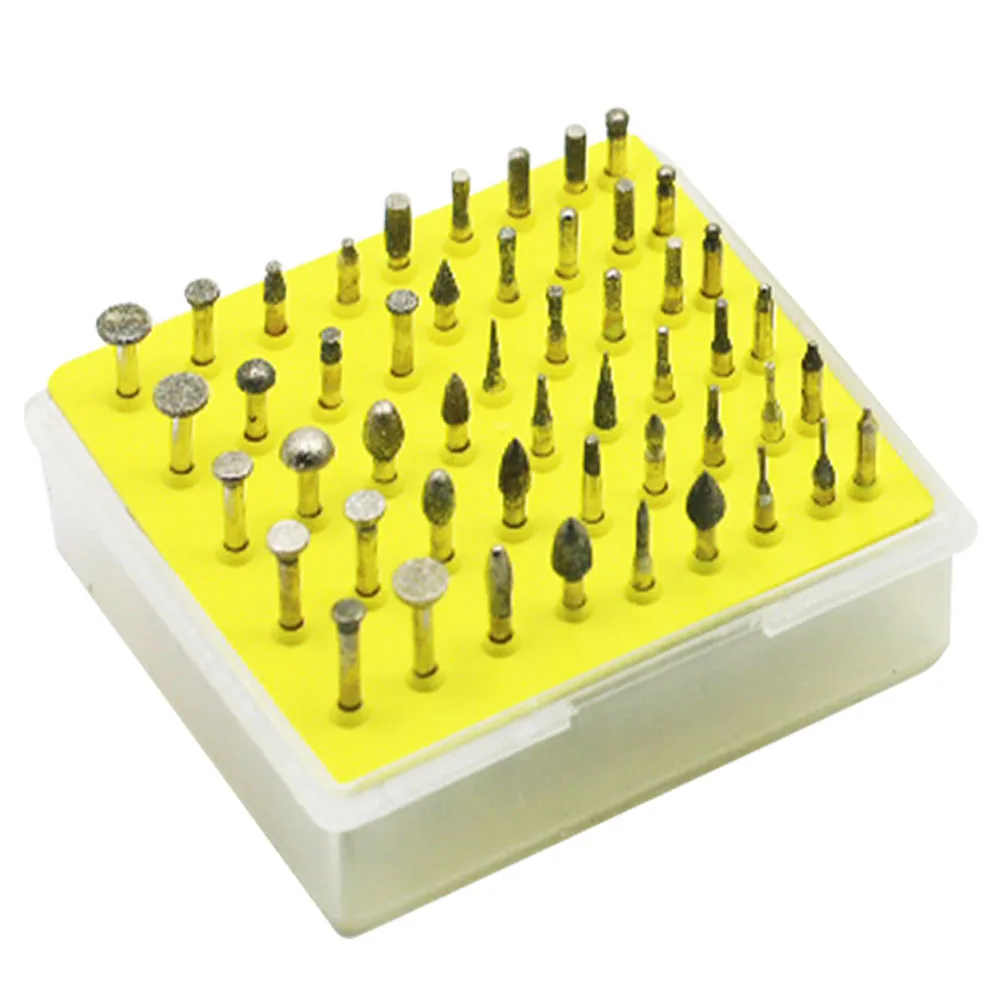 

50pcs Carving Jade Craft Polishing Bits With 3mm Shank Abrasive Home Grinding Heads Diamond Rotary Burr Set Engraving Industrial