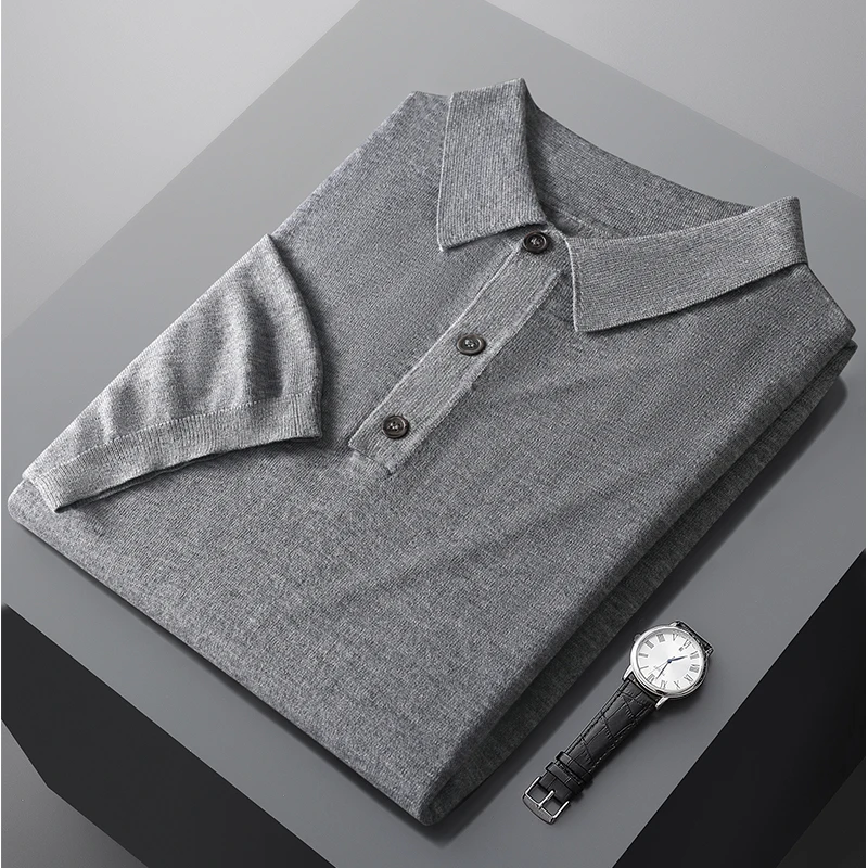 Мужская рубашка-поло с коротким рукавом рубашка из искусственной шерсти