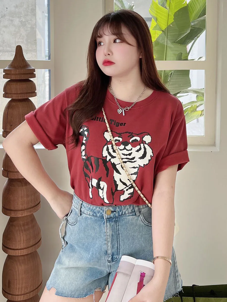 

Футболка женская оверсайз с принтом тигра, N8296