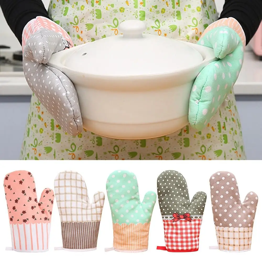 

Кухонные термостойкие хлопковые изоляционные перчатки для микроволновки, варежки для духовки, Нескользящие