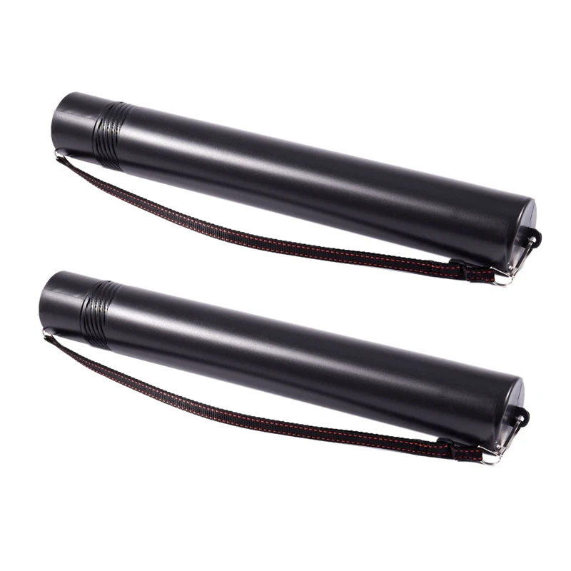 

2X Black Plastic Drawing Picture Storage Tube Poster Scroll Holder