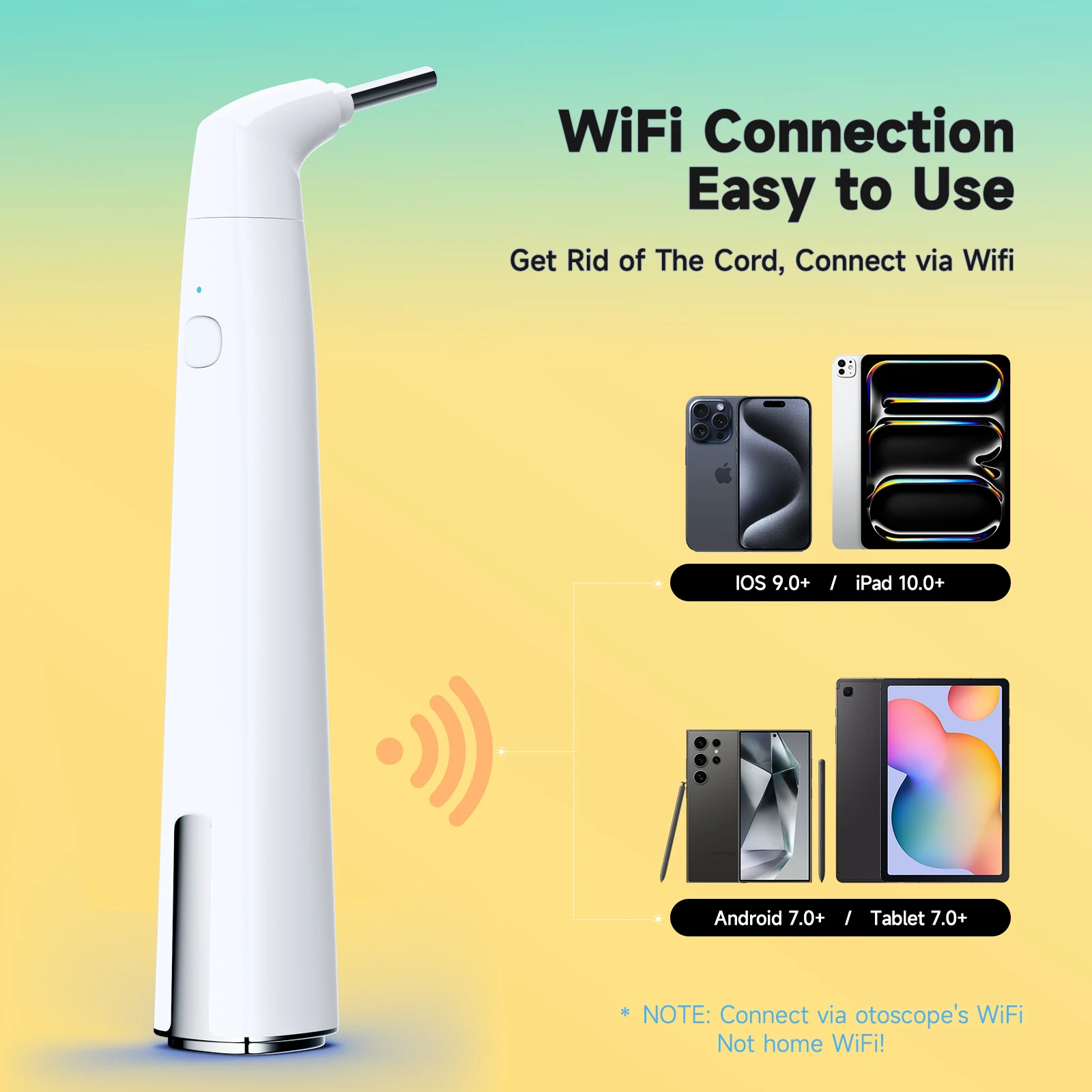3 9 мм Wi-Fi визуальный ушной совок эндоскоп 1080P беспроводной отоскоп инструмент для