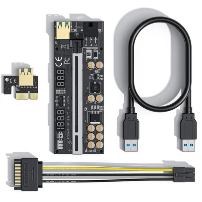 

Райзер Ver 016 USB 3,0 PCIE Райзер PCI Express X16 расширитель адаптер 016 GPU Райзер карта SATA 15pin до 6pin мониторинг напряжения питания