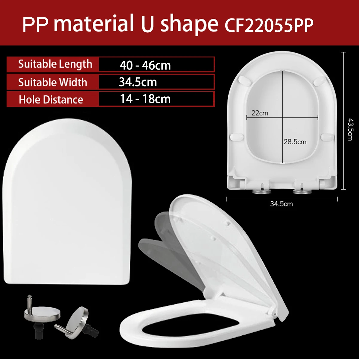 

Универсальные U-образные удлиненные сидения для унитаза с медленным закрытием Крышка для унитаза крышка для чаши быстросъемная Полипропиленовая доска мягкая закрывающая крышка CF22055PP