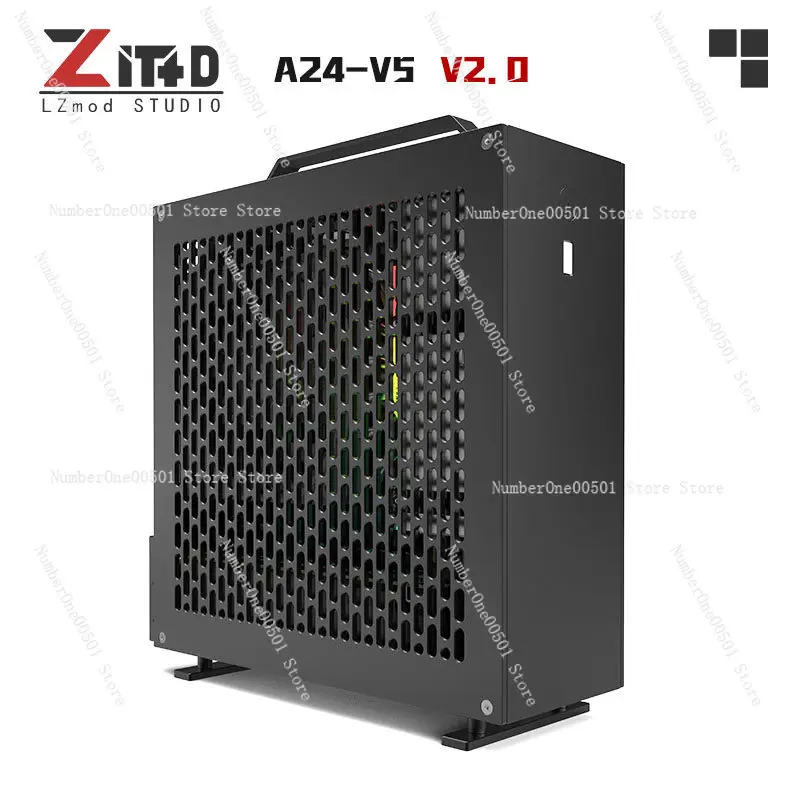 Фото Корпус Lzmod mini A24-V5 2.0 ITX для двух видеокарт, блока питания 1U, с двусторонней фаской, полностью алюминиевый №1