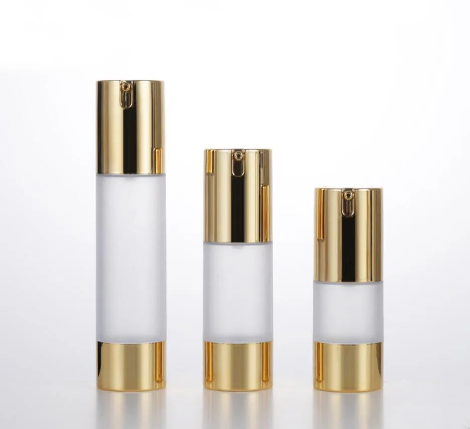 15ml frosted airless bottle UV gold pump lotion emulsion serum foundation essence toner balance skin care Cosmetic Container