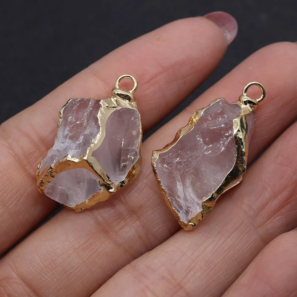 

Natural Stone Irregular Shape 15-30mm Electroplating Edge White Crystal Pendant Reiki Earrings Necklace Bracelet Accessories